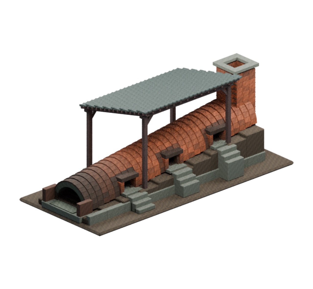 Stepped Dragon Kiln House full model preview