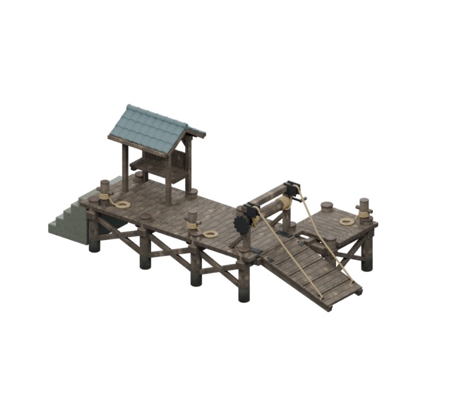 Gerenderte Vorschau des tatsächlichen 3D-Modells: Verladeanleger der Fähre