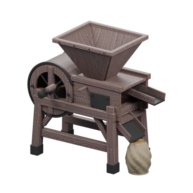 Hand-Crank Grain Winnower actual 3D model render