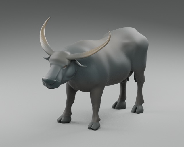 Slate Water Buffalo actual 3D model render