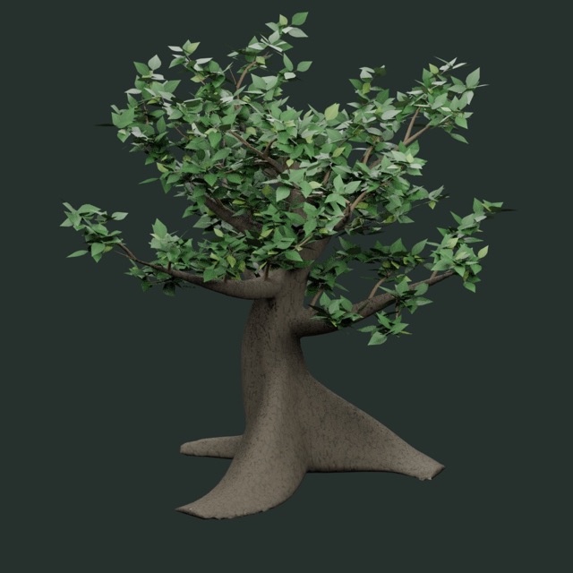 Gerenderte Vorschau des tatsächlichen 3D-Modells: Kampferbaum mit Brettwurzeln