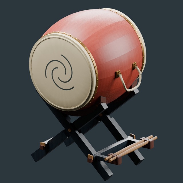 Rendu du modèle 3D réel : Tambour taiko de fête
