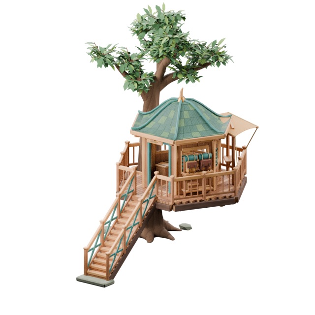 Gerenderte Vorschau des tatsächlichen 3D-Modells: Forest Treehouse Waystation