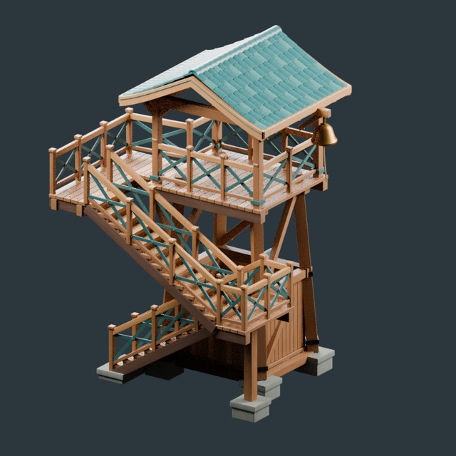 Render del modelo 3D real: Torre de vigilancia de la cresta