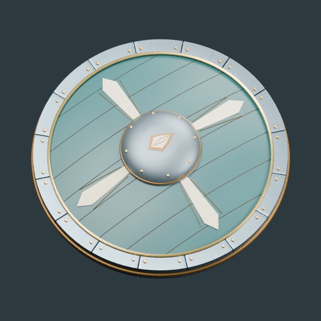 Render del modelo 3D real: Broquel con borde anular