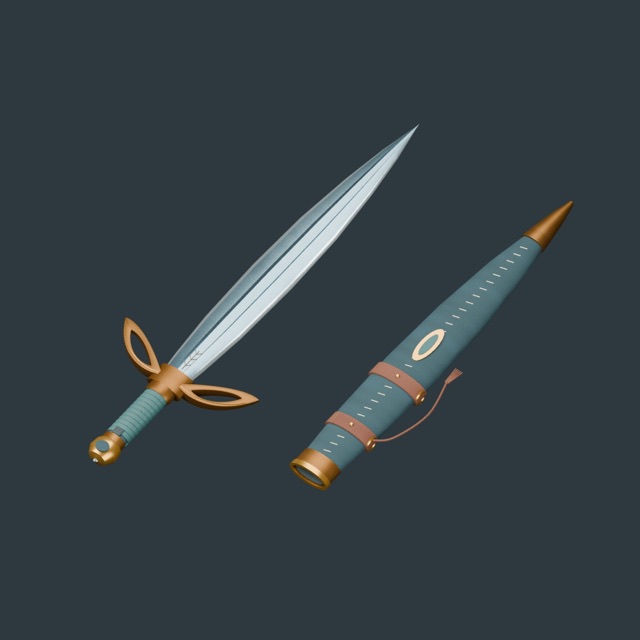 Render del modelo 3D real: Espada de una mano del viajero
