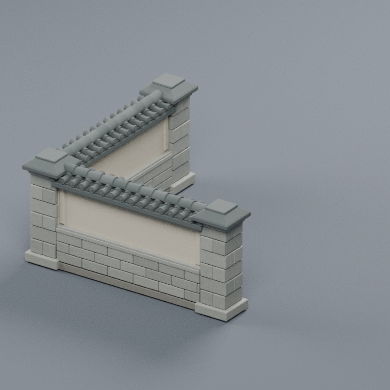 Courtyard Wall Corner full model preview