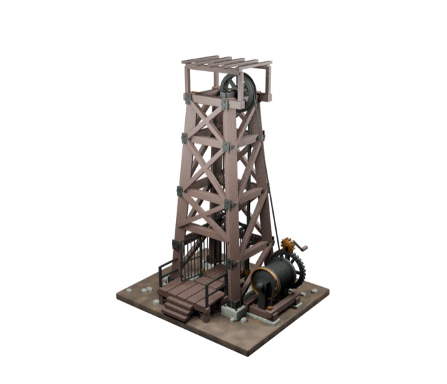 Dwarven Mine Lift Headframe actual 3D model render
