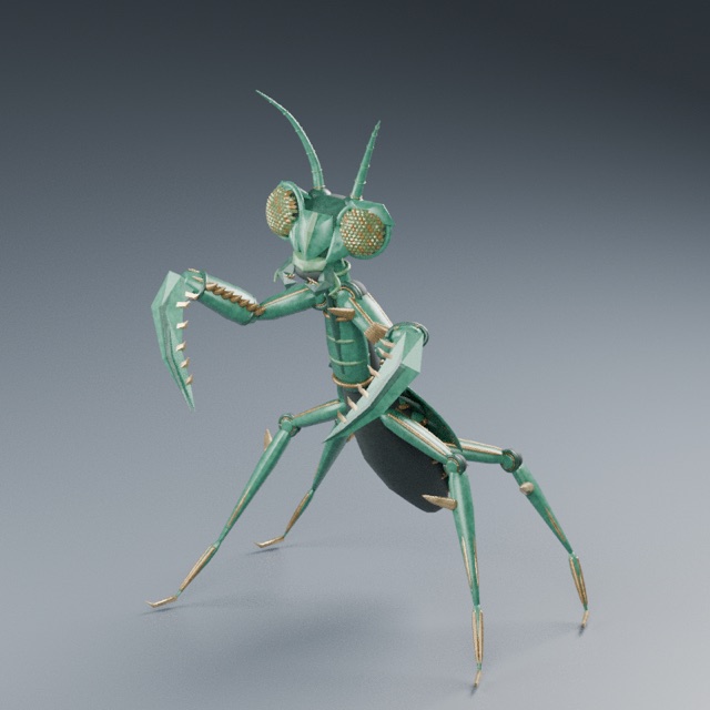 Jade Blade Mantis actual 3D model render