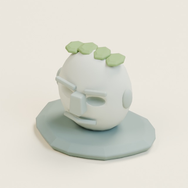 Gerenderte Vorschau des tatsächlichen 3D-Modells: Halb versunkener Kolosskopf