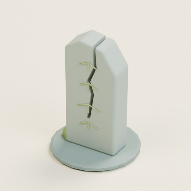 Gerenderte Vorschau des tatsächlichen 3D-Modells: Rissiger Runenmonolith