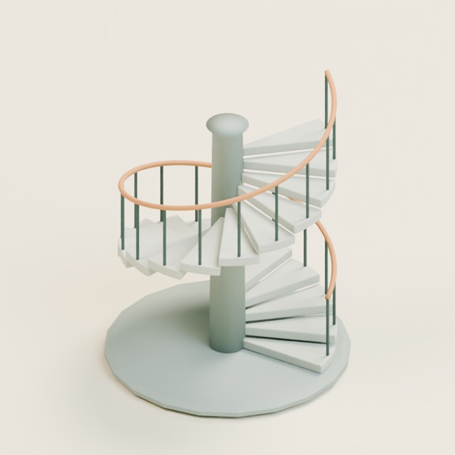Spiral Stair Tower actual 3D model render