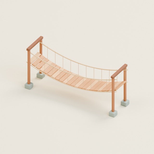 Suspension Footbridge actual 3D model render