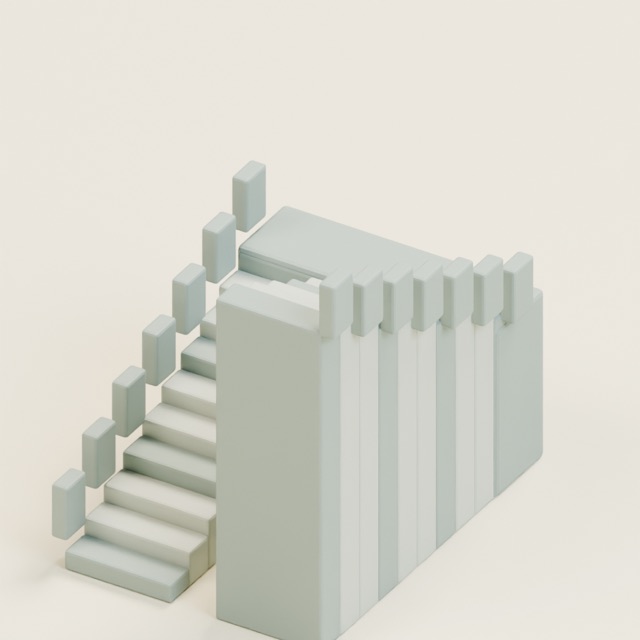 Switchback Stone Stair actual 3D model render