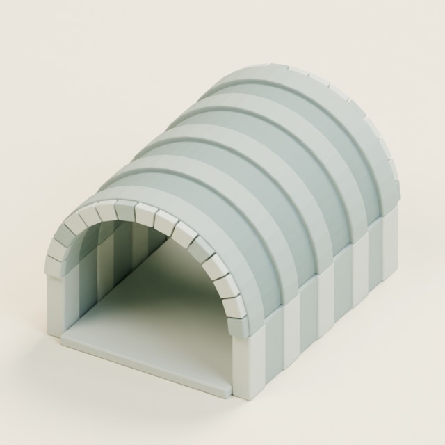 Vaulted Stone Tunnel actual 3D model render