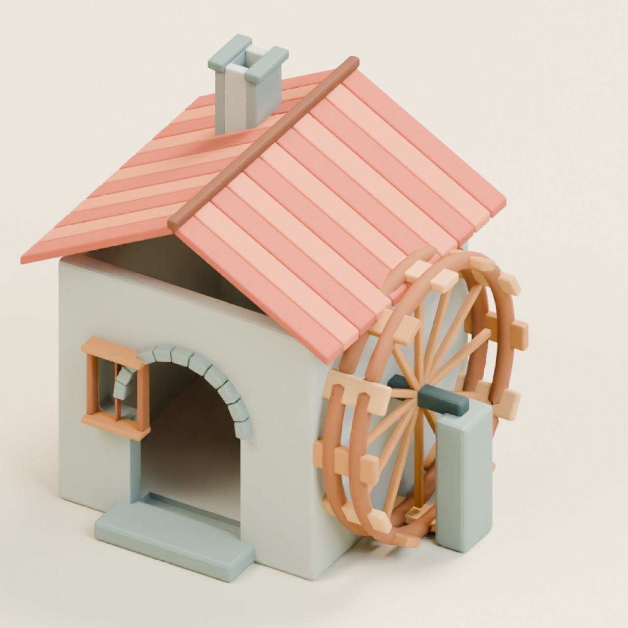 Waterwheel Mill full model preview