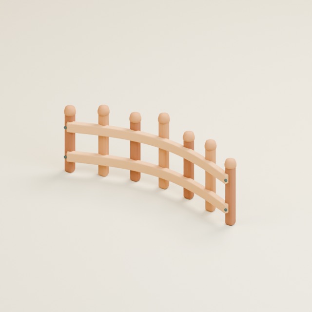 Gerenderte Vorschau des tatsächlichen 3D-Modells: Gebogenes Zaunmodul