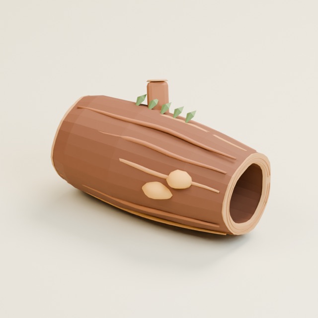 Hollow Fallen Log actual 3D model render