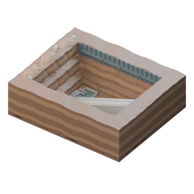 Modern Construction Excavation actual 3D model render