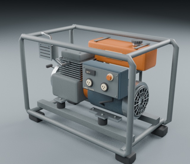 Portable Diesel Generator actual 3D model render