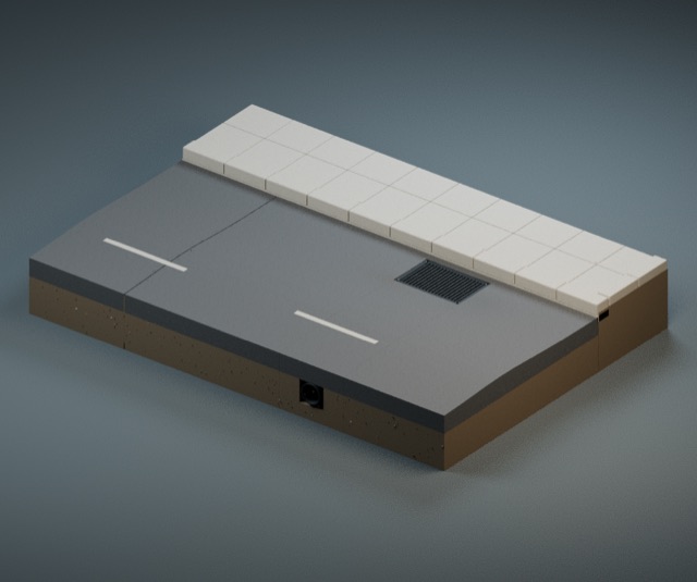 Storm-Drain Road Cut actual 3D model render