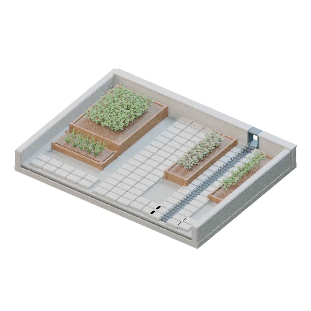Modern Urban Rooftop Garden full model preview