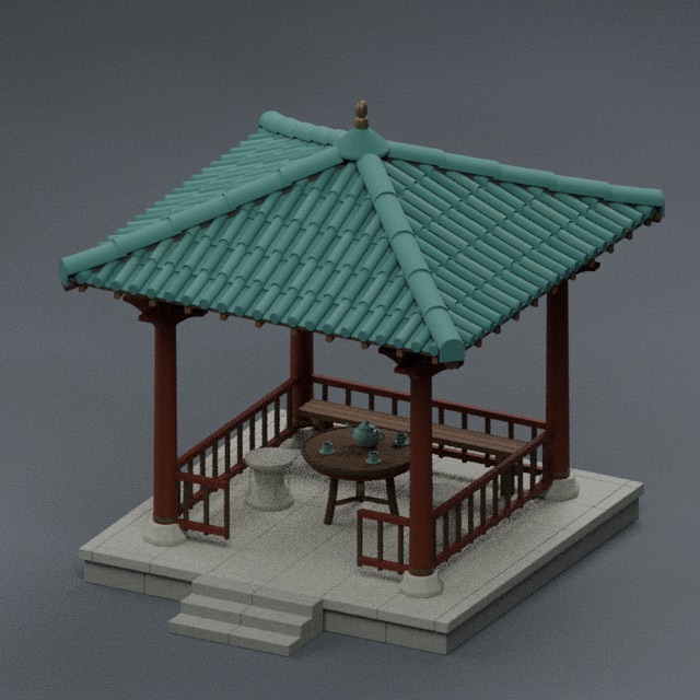 Open Tea Pavilion actual 3D model render