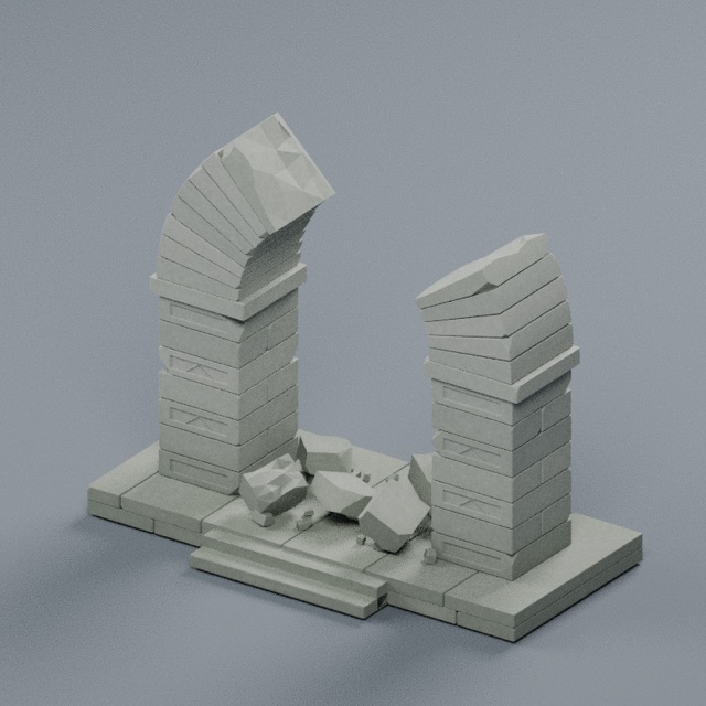 Ruined Stone Arch actual 3D model render