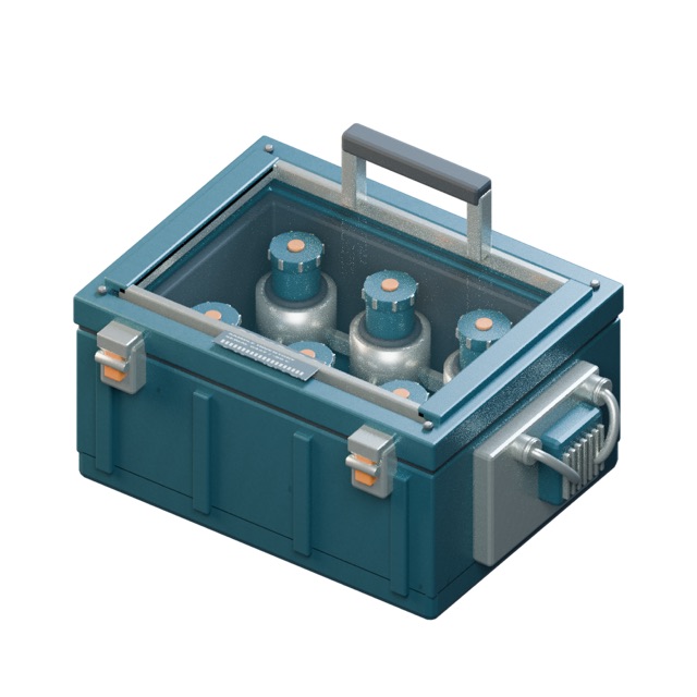 Cryogenic Sample Case actual 3D model render