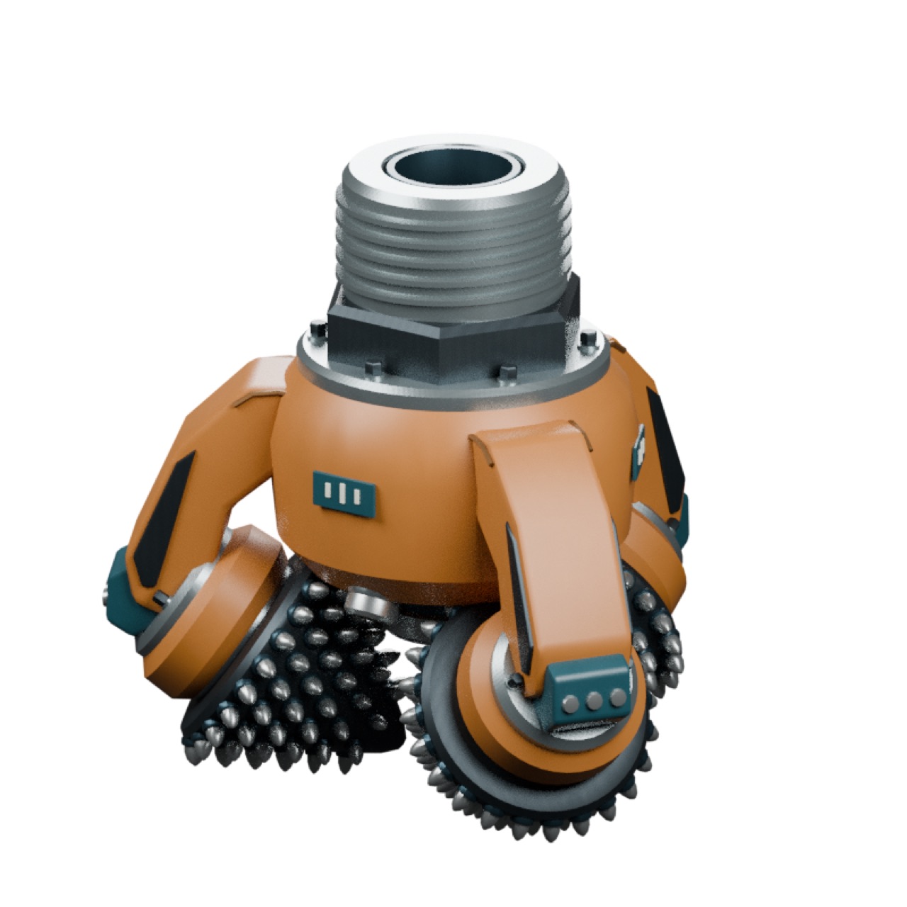 STRATUM / DC-3 Deepcore Roller-Cone Drill Head full model preview