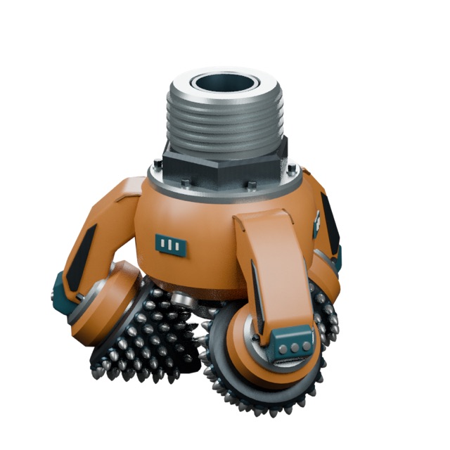 STRATUM / DC-3 Deepcore Roller-Cone Drill Head actual 3D model render