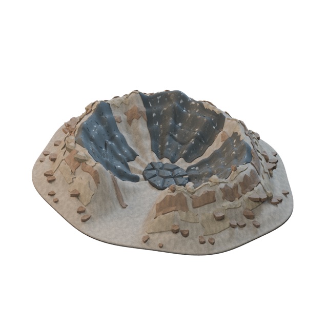 Impact Glass Crater actual 3D model render