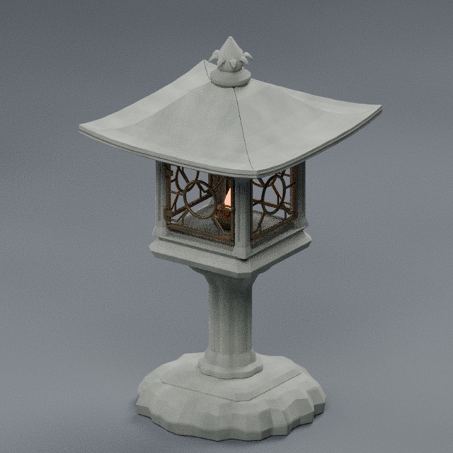 Stone Lantern actual 3D model render