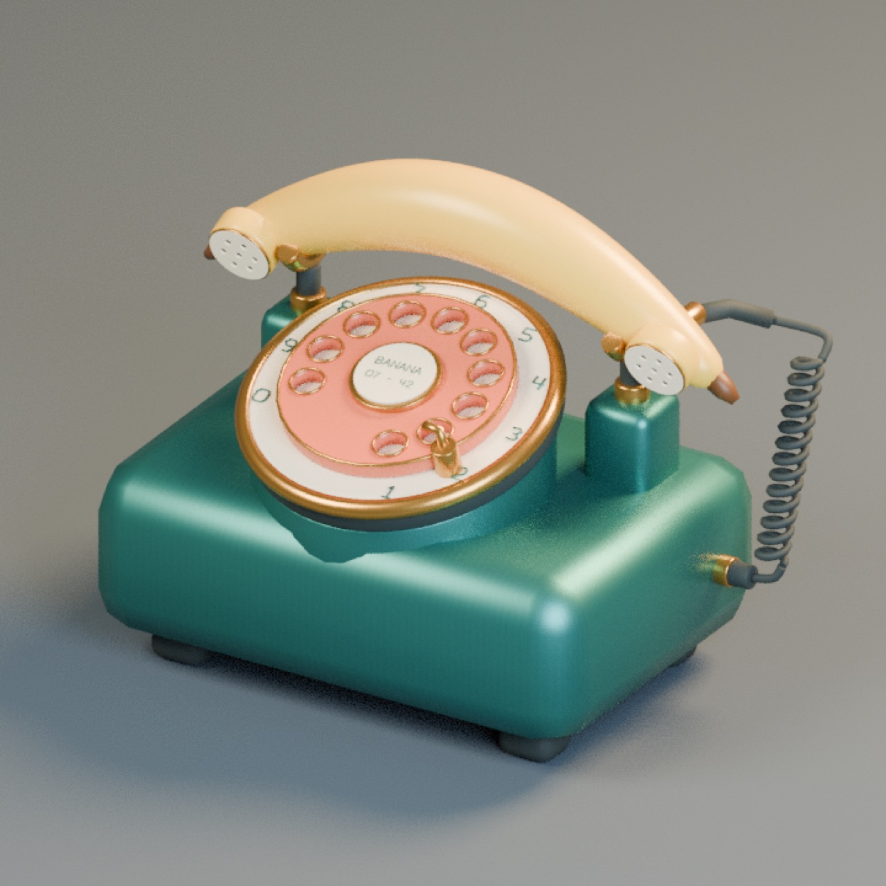 Banana Rotary Telephone full model preview