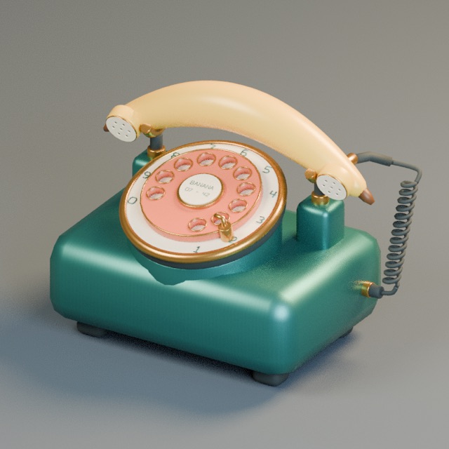 Render del modelo 3D real: Teléfono de disco con plátano