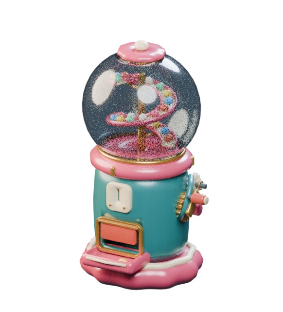 Hand-crank Spiral Candy Dispenser actual 3D model render