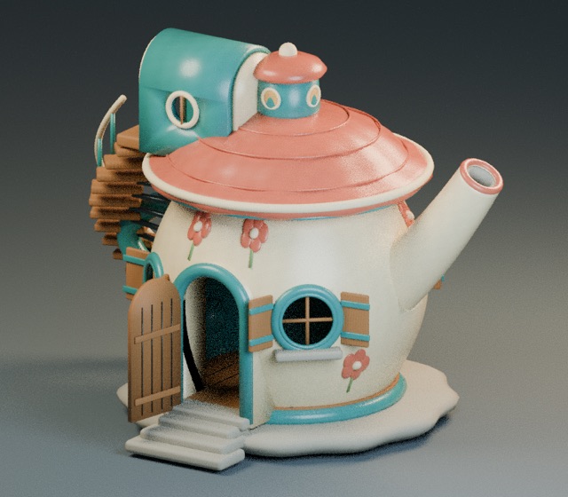 Teapot Cottage actual 3D model render