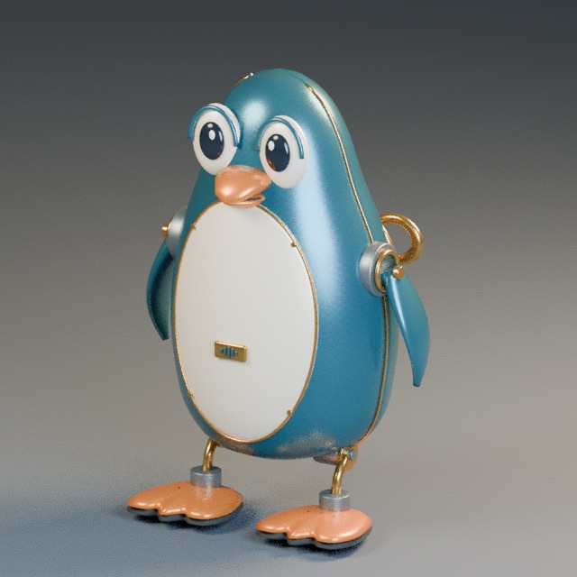Wind-Up Penguin actual 3D model render